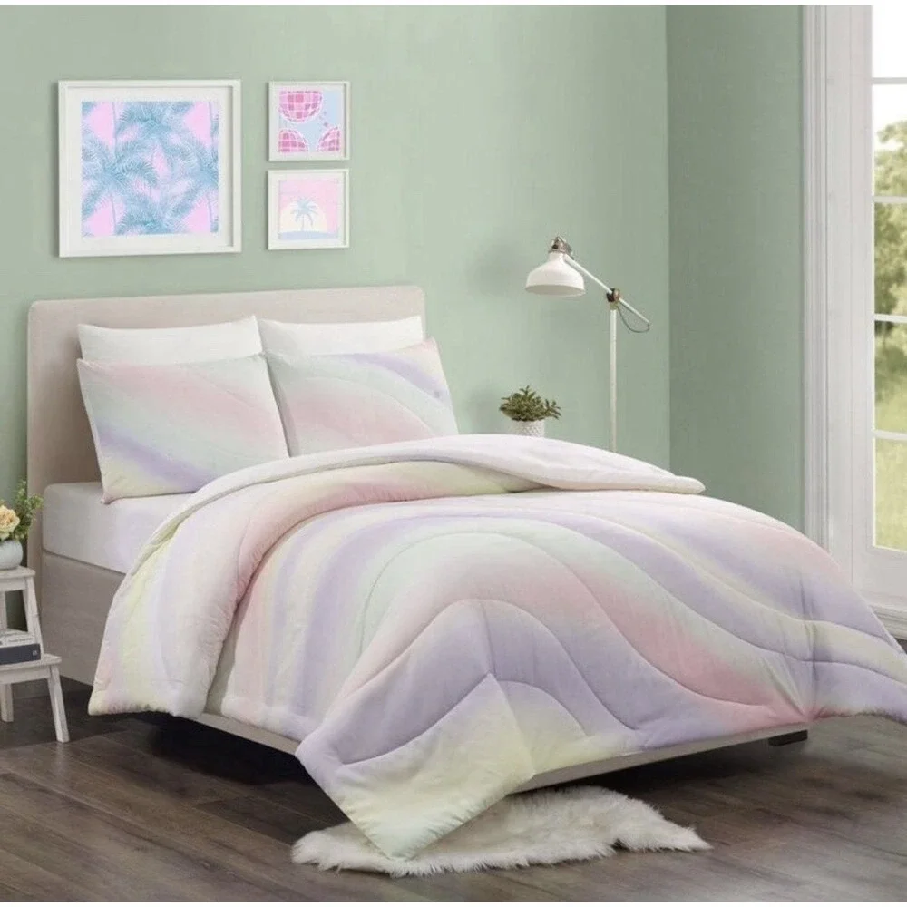 Twin/Twin XL Pastel Wave Swirl Print Comforter & Sham Set - Makers Collective